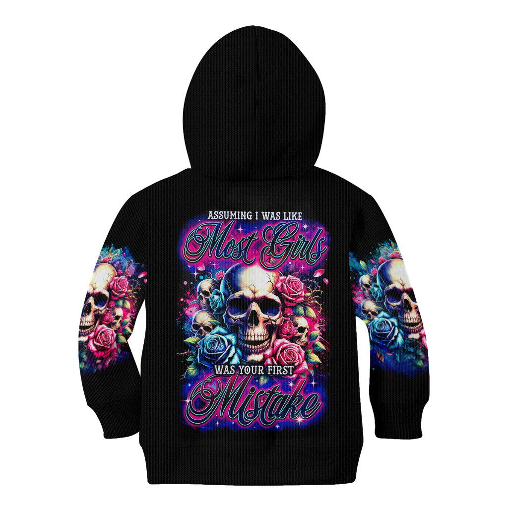 Rose Skull Kid Hoodie Assuming I Was Like Most Girls Was Your First Mistake - Wonder Print Shop