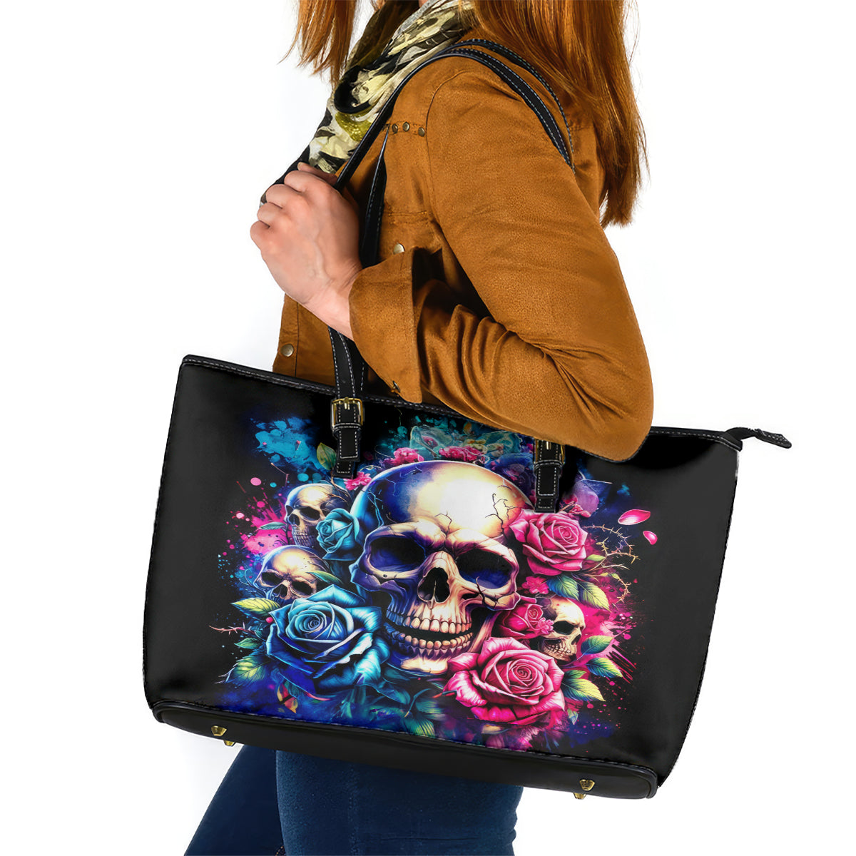 Rose Skull Leather Tote Bag Assuming I Was Like Most Girls Was Your First Mistake - Wonder Print Shop