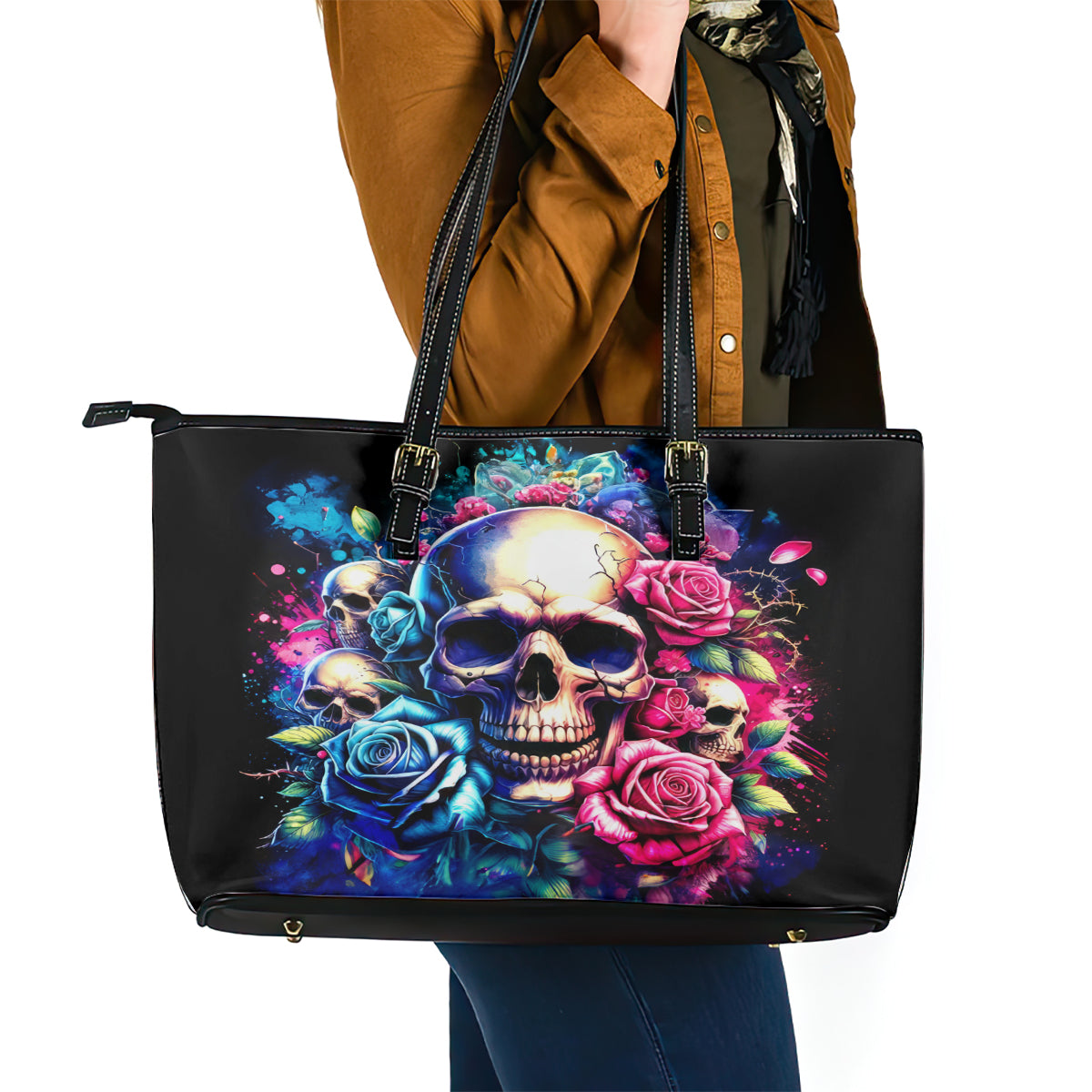 Rose Skull Leather Tote Bag Assuming I Was Like Most Girls Was Your First Mistake - Wonder Print Shop