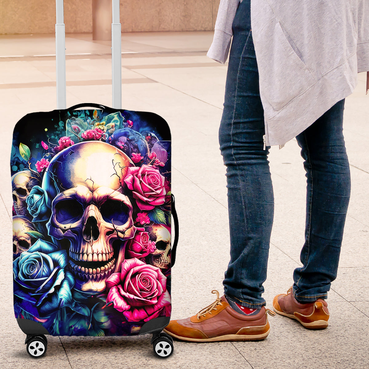 Rose Skull Luggage Cover Assuming I Was Like Most Girls Was Your First Mistake - Wonder Print Shop