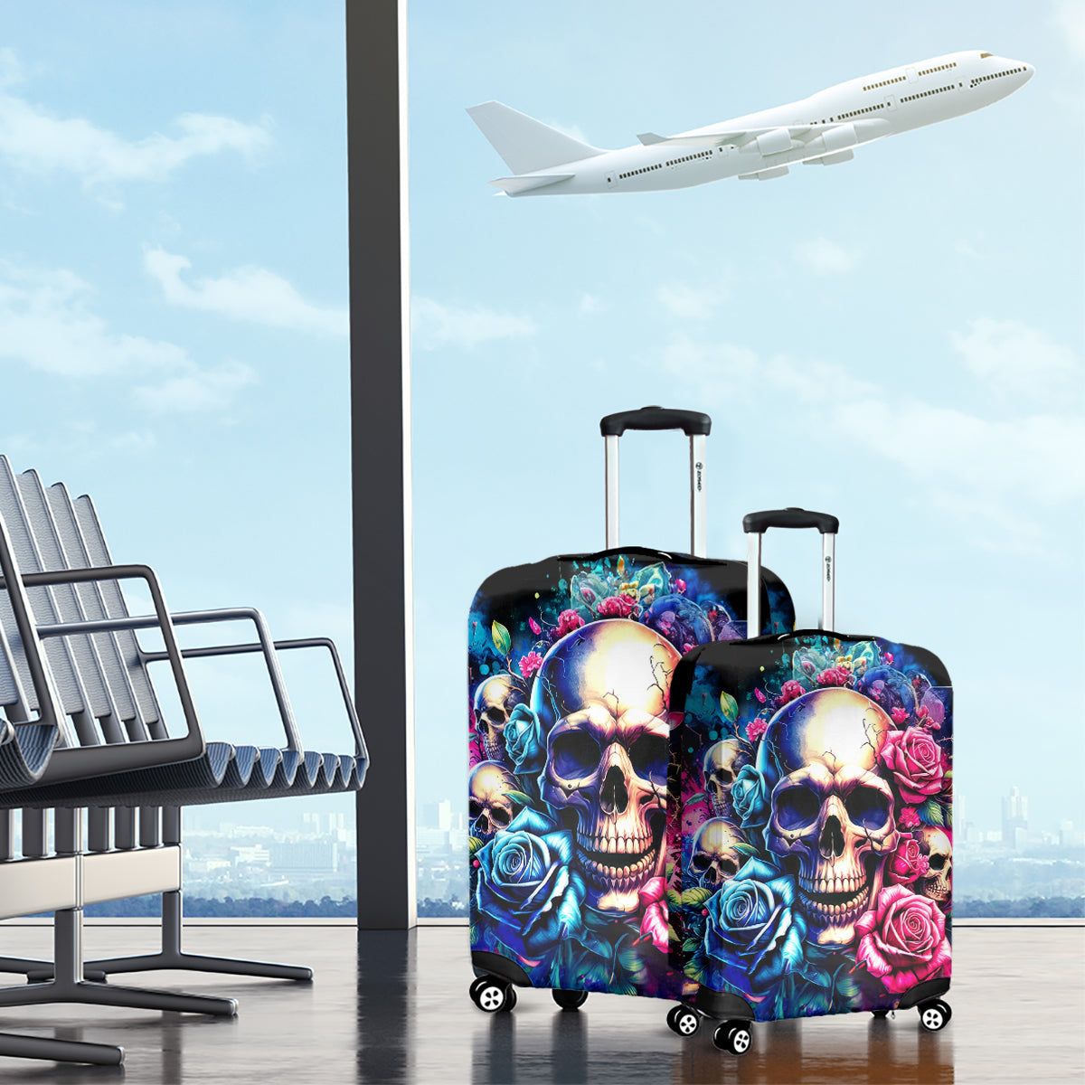 Rose Skull Luggage Cover Assuming I Was Like Most Girls Was Your First Mistake - Wonder Print Shop