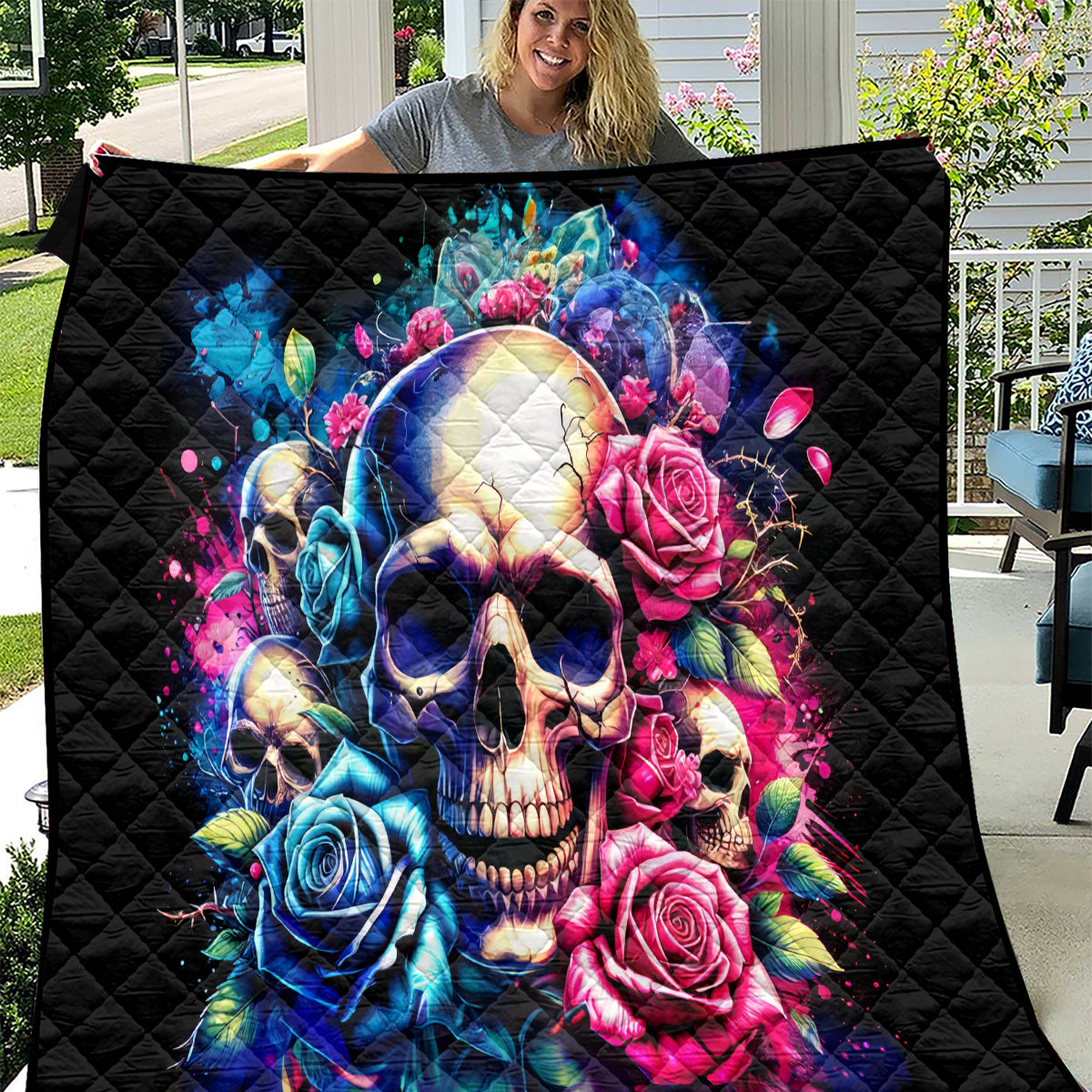 Rose Skull Quilt Assuming I Was Like Most Girls Was Your First Mistake - Wonder Print Shop