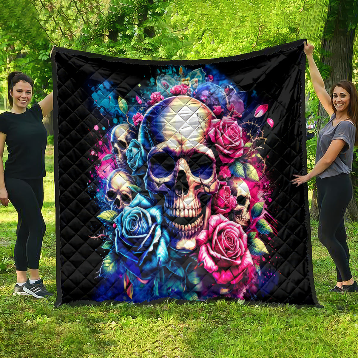 Rose Skull Quilt Assuming I Was Like Most Girls Was Your First Mistake - Wonder Print Shop
