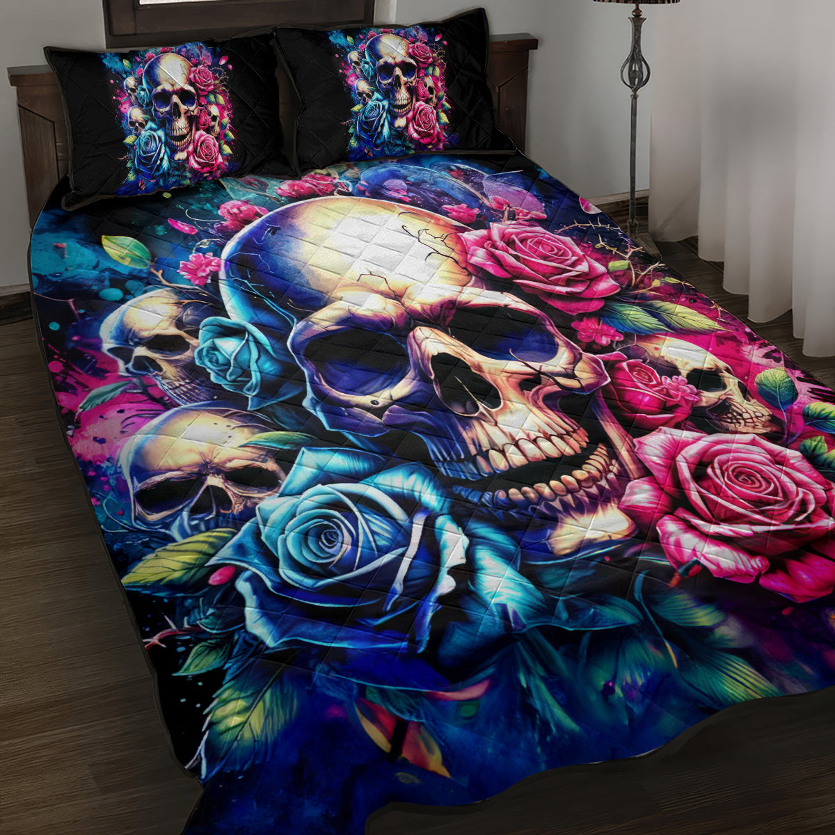 Rose Skull Quilt Bed Set Assuming I Was Like Most Girls Was Your First Mistake - Wonder Print Shop