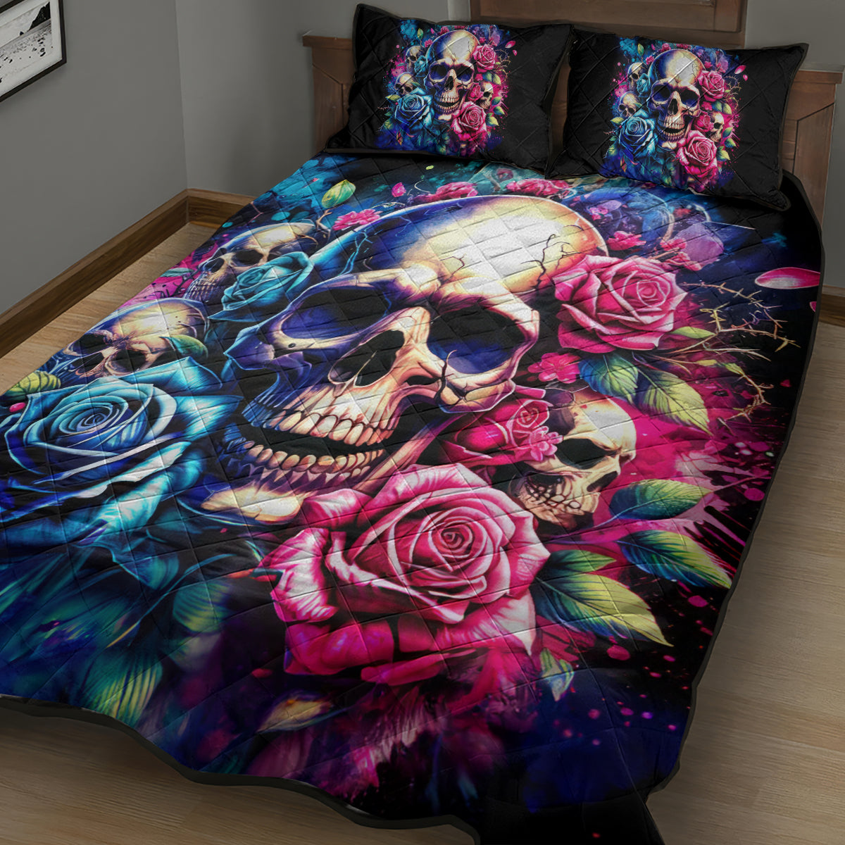 Rose Skull Quilt Bed Set Assuming I Was Like Most Girls Was Your First Mistake - Wonder Print Shop