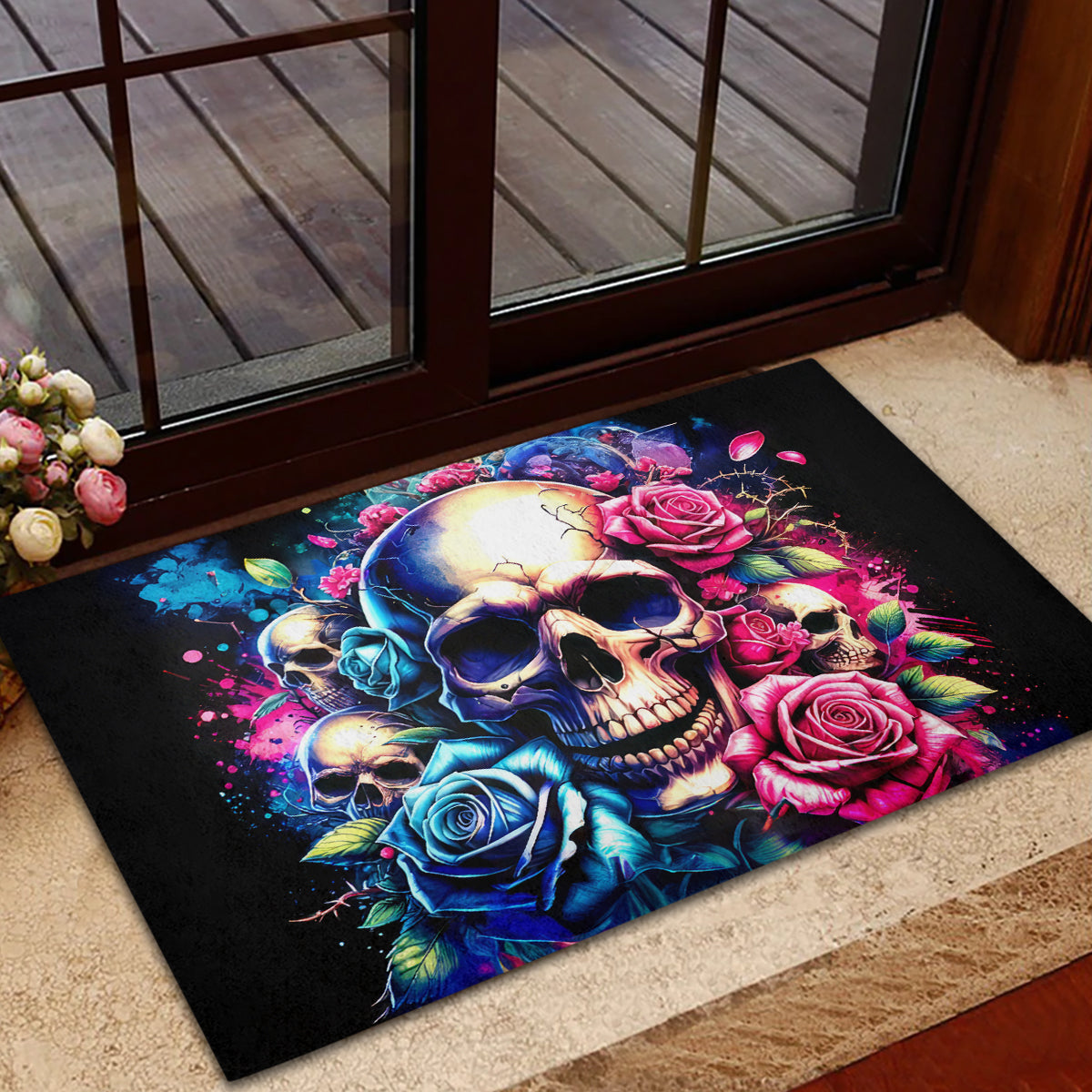 Rose Skull Rubber Doormat Assuming I Was Like Most Girls Was Your First Mistake - Wonder Print Shop