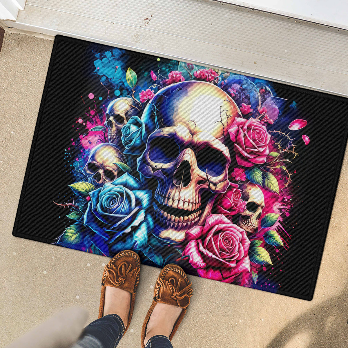 Rose Skull Rubber Doormat Assuming I Was Like Most Girls Was Your First Mistake - Wonder Print Shop