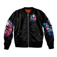 Rose Skull Sleeve Zip Bomber Jacket Assuming I Was Like Most Girls Was Your First Mistake - Wonder Print Shop