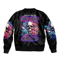 Rose Skull Sleeve Zip Bomber Jacket Assuming I Was Like Most Girls Was Your First Mistake - Wonder Print Shop