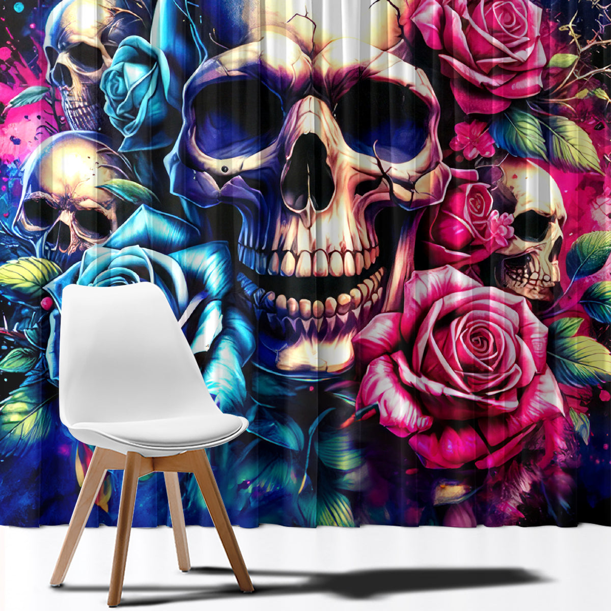 Rose Skull Window Curtain Assuming I Was Like Most Girls Was Your First Mistake - Wonder Print Shop