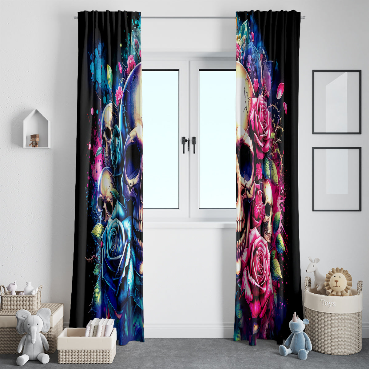 Rose Skull Window Curtain Assuming I Was Like Most Girls Was Your First Mistake - Wonder Print Shop