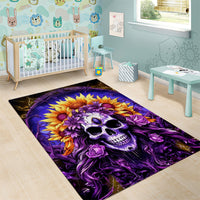 Sunflower Skull Area Rug She Is Sunshine Mixed With A Little Hurricane - Wonder Print Shop