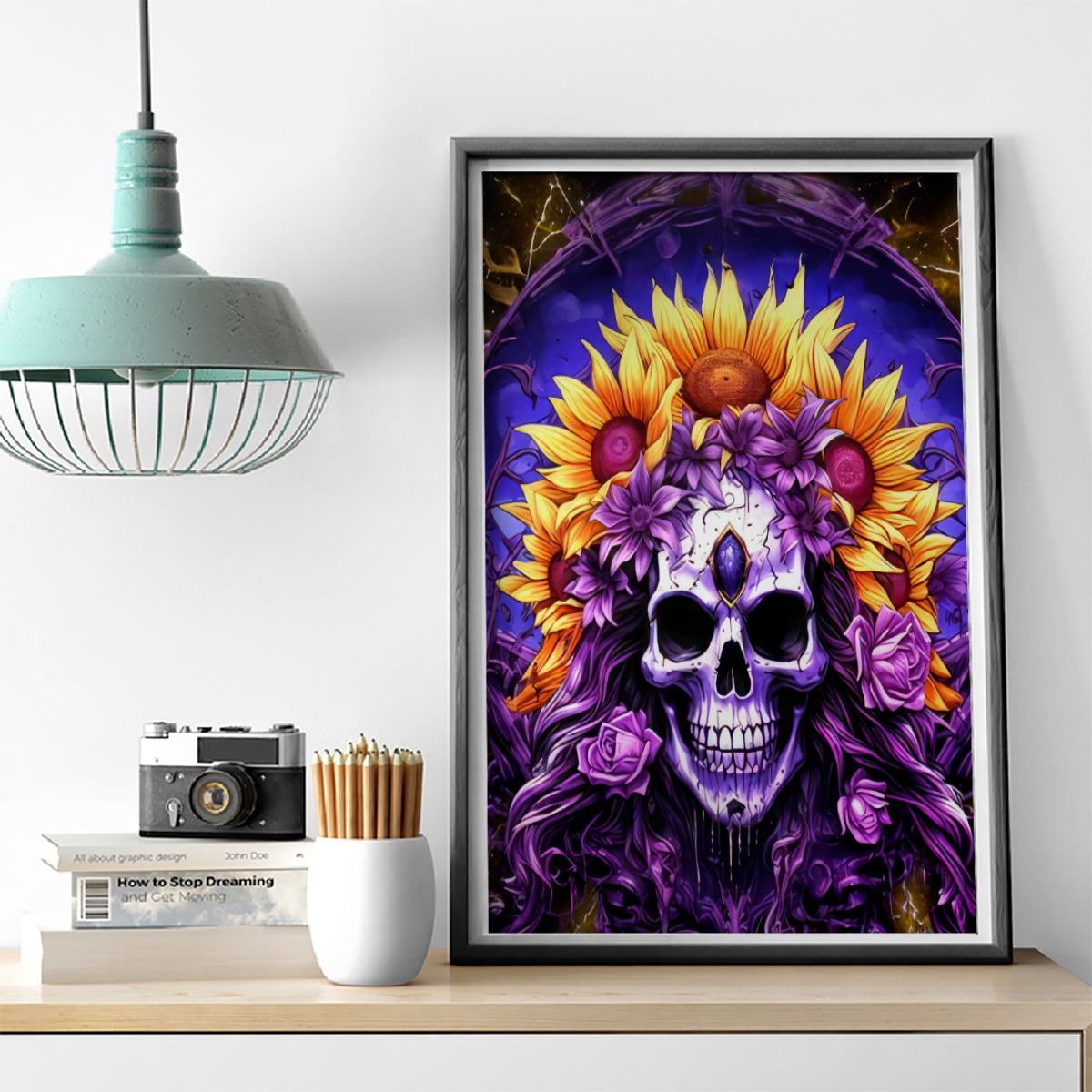 Sunflower Skull Canvas Wall Art She Is Sunshine Mixed With A Little Hurricane - Wonder Print Shop