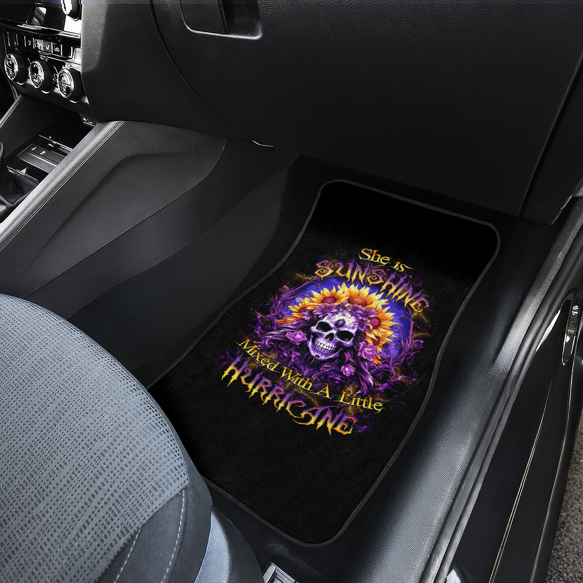 Sunflower Skull Car Mats She Is Sunshine Mixed With A Little Hurricane - Wonder Print Shop