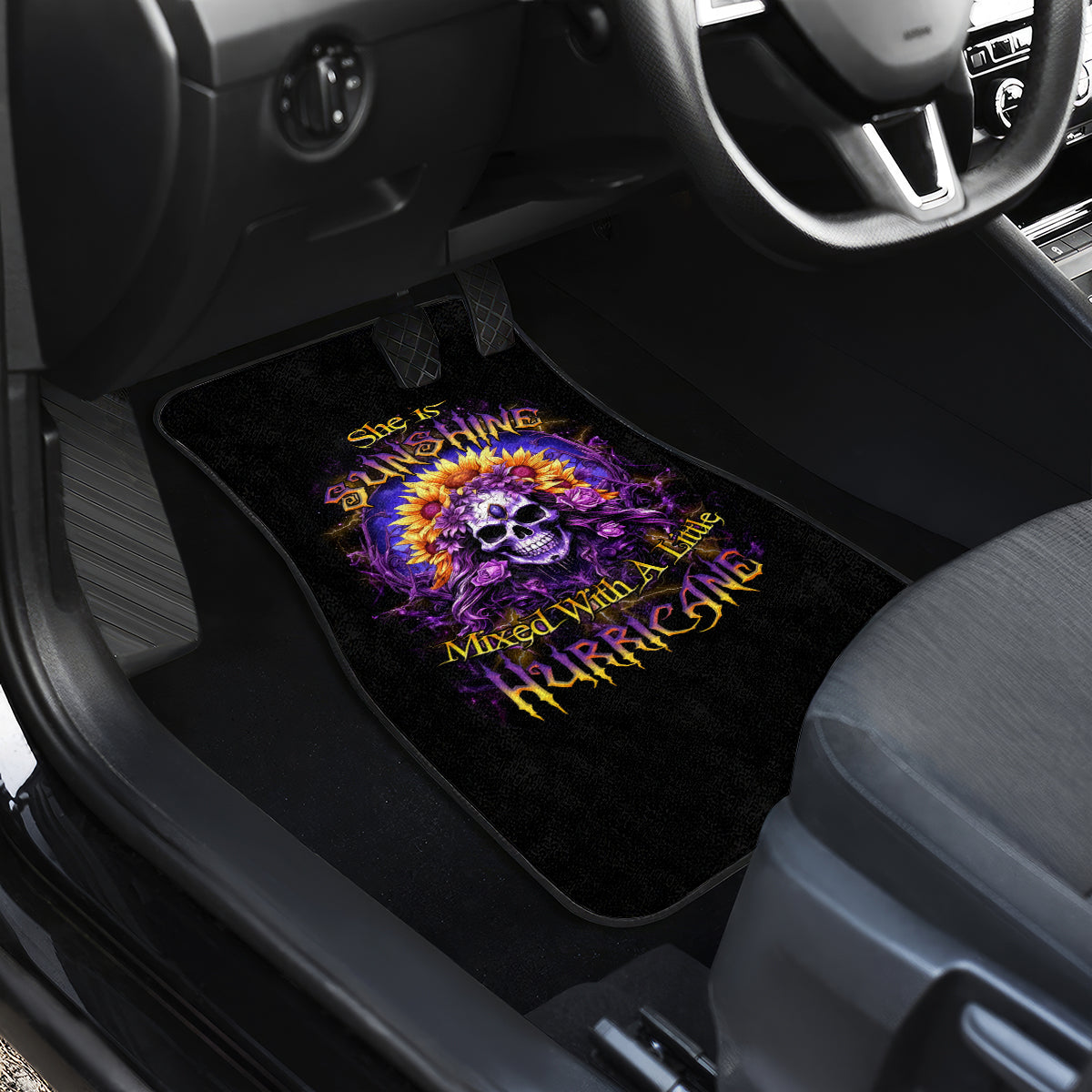 Sunflower Skull Car Mats She Is Sunshine Mixed With A Little Hurricane - Wonder Print Shop