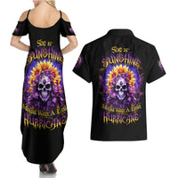 Sunflower Skull Couples Matching Summer Maxi Dress and Hawaiian Shirt She Is Sunshine Mixed With A Little Hurricane - Wonder Print Shop