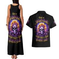 Sunflower Skull Couples Matching Tank Maxi Dress and Hawaiian Shirt She Is Sunshine Mixed With A Little Hurricane - Wonder Print Shop