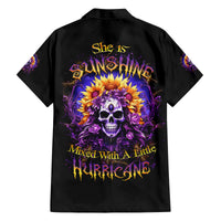 Sunflower Skull Family Matching Long Sleeve Bodycon Dress and Hawaiian Shirt She Is Sunshine Mixed With A Little Hurricane - Wonder Print Shop
