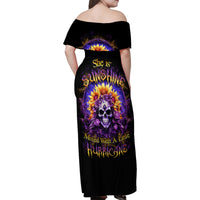 Sunflower Skull Family Matching Off Shoulder Maxi Dress and Hawaiian Shirt She Is Sunshine Mixed With A Little Hurricane - Wonder Print Shop