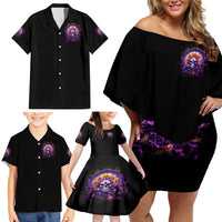 Sunflower Skull Family Matching Off Shoulder Short Dress and Hawaiian Shirt She Is Sunshine Mixed With A Little Hurricane - Wonder Print Shop