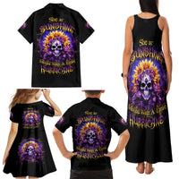 Sunflower Skull Family Matching Tank Maxi Dress and Hawaiian Shirt She Is Sunshine Mixed With A Little Hurricane - Wonder Print Shop