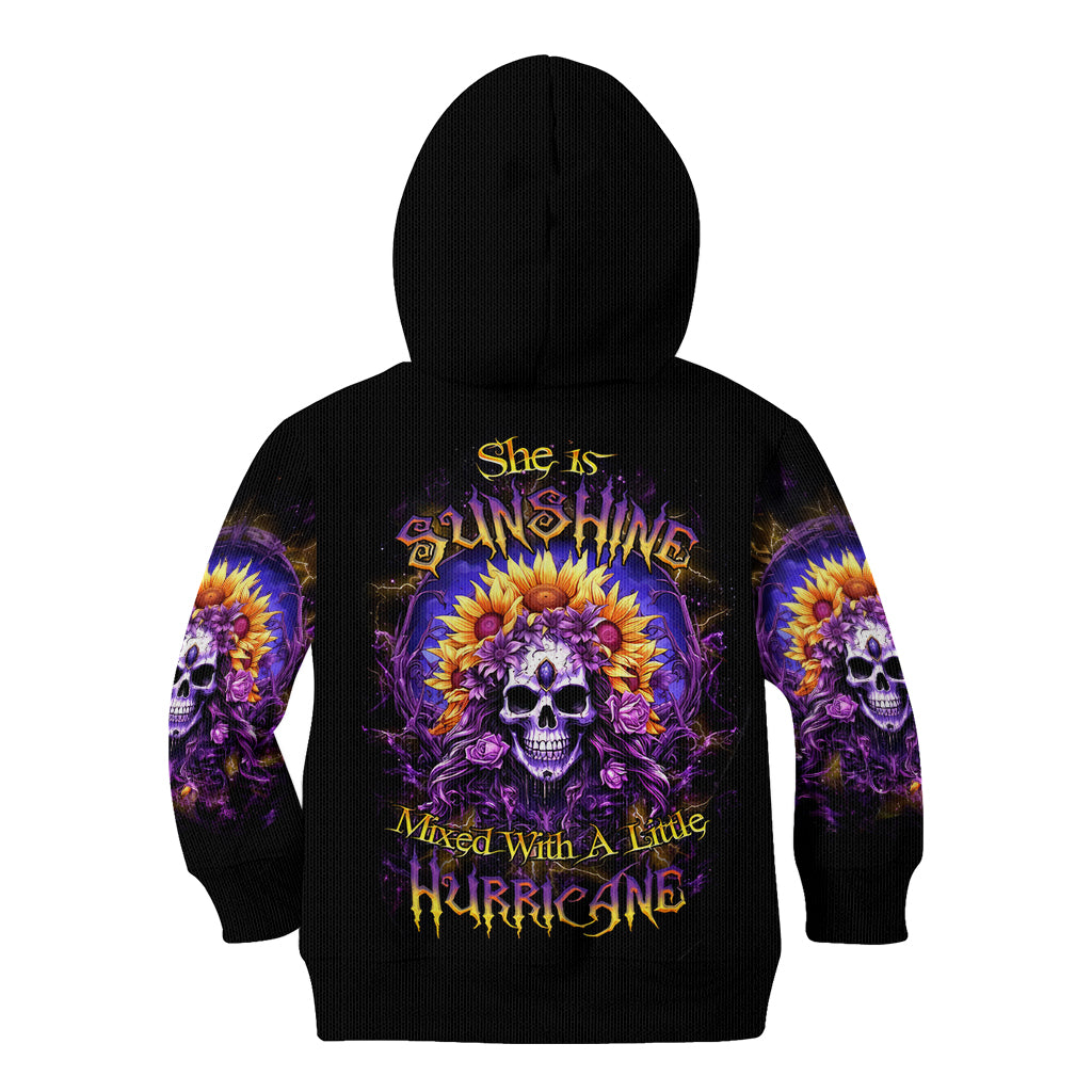 Sunflower Skull Kid Hoodie She Is Sunshine Mixed With A Little Hurricane - Wonder Print Shop