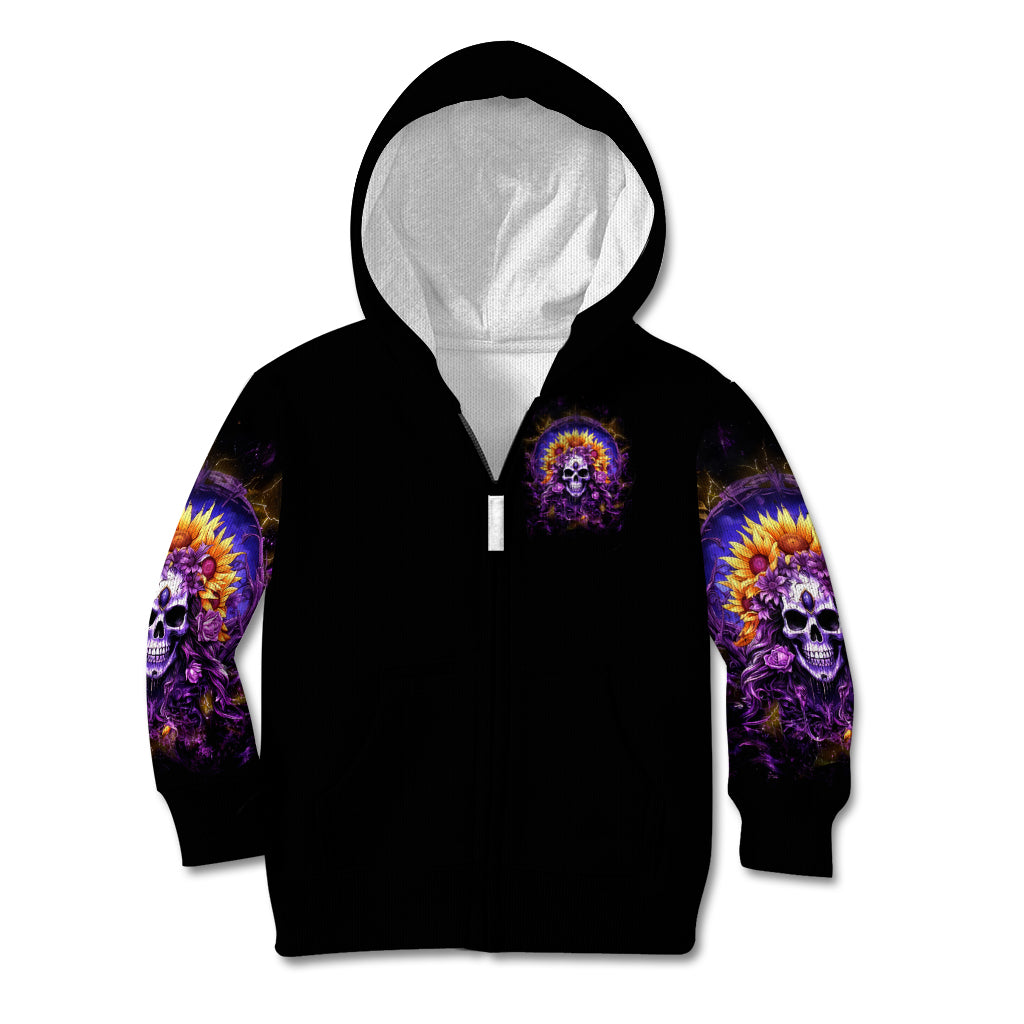 Sunflower Skull Kid Hoodie She Is Sunshine Mixed With A Little Hurricane - Wonder Print Shop