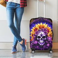 Sunflower Skull Luggage Cover She Is Sunshine Mixed With A Little Hurricane - Wonder Print Shop