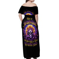 Sunflower Skull Off Shoulder Maxi Dress She Is Sunshine Mixed With A Little Hurricane - Wonder Print Shop