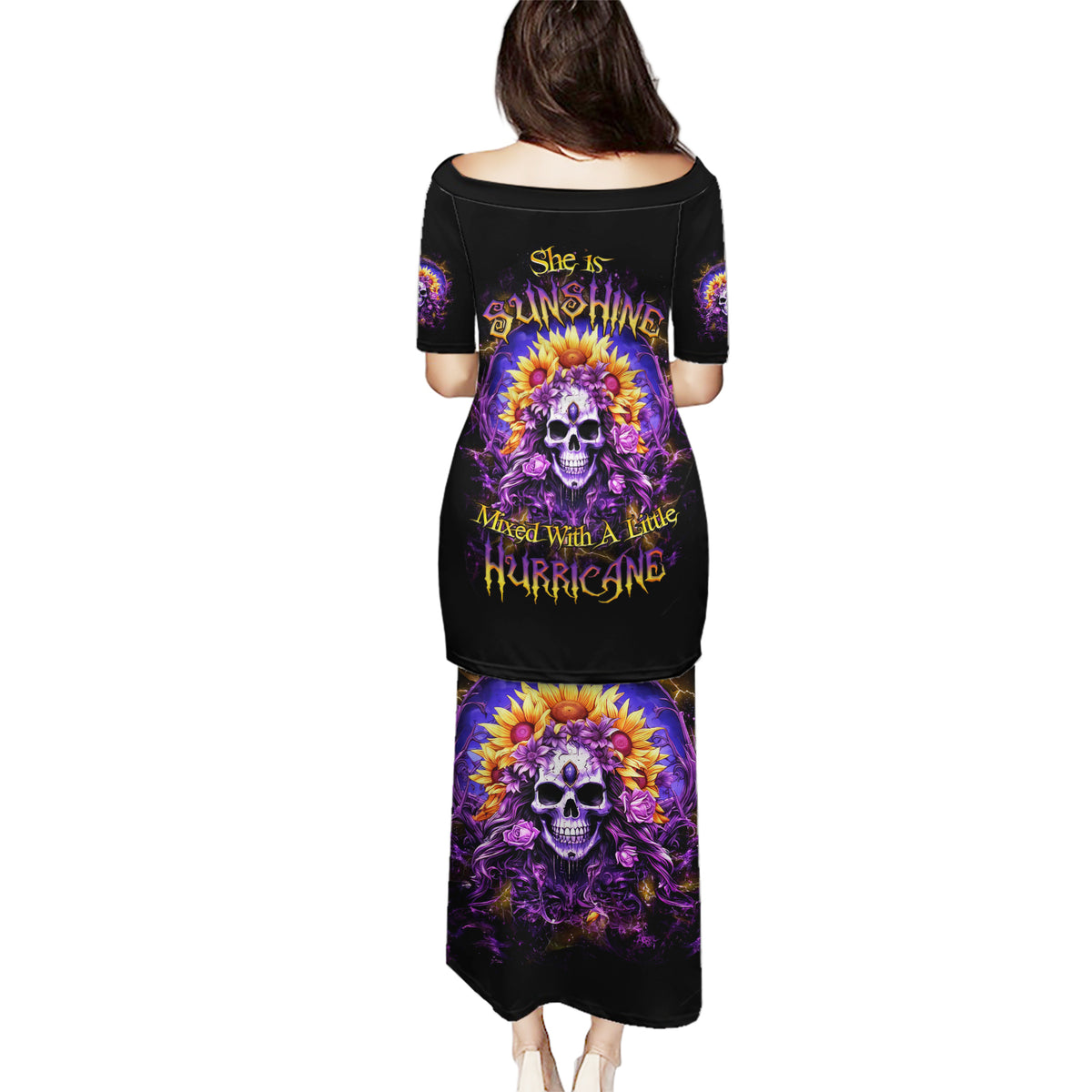 Sunflower Skull Puletasi She Is Sunshine Mixed With A Little Hurricane - Wonder Print Shop