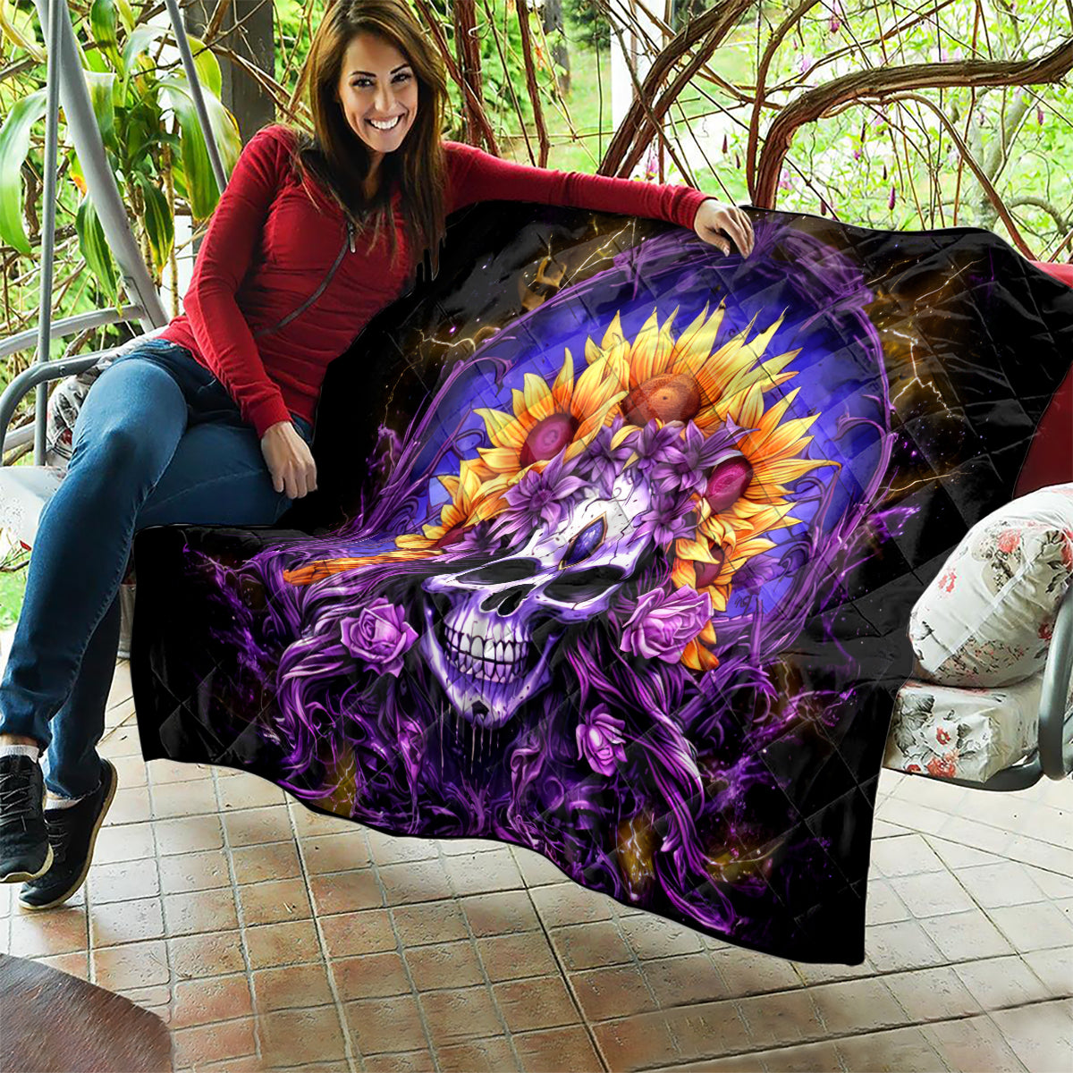 Sunflower Skull Quilt She Is Sunshine Mixed With A Little Hurricane - Wonder Print Shop