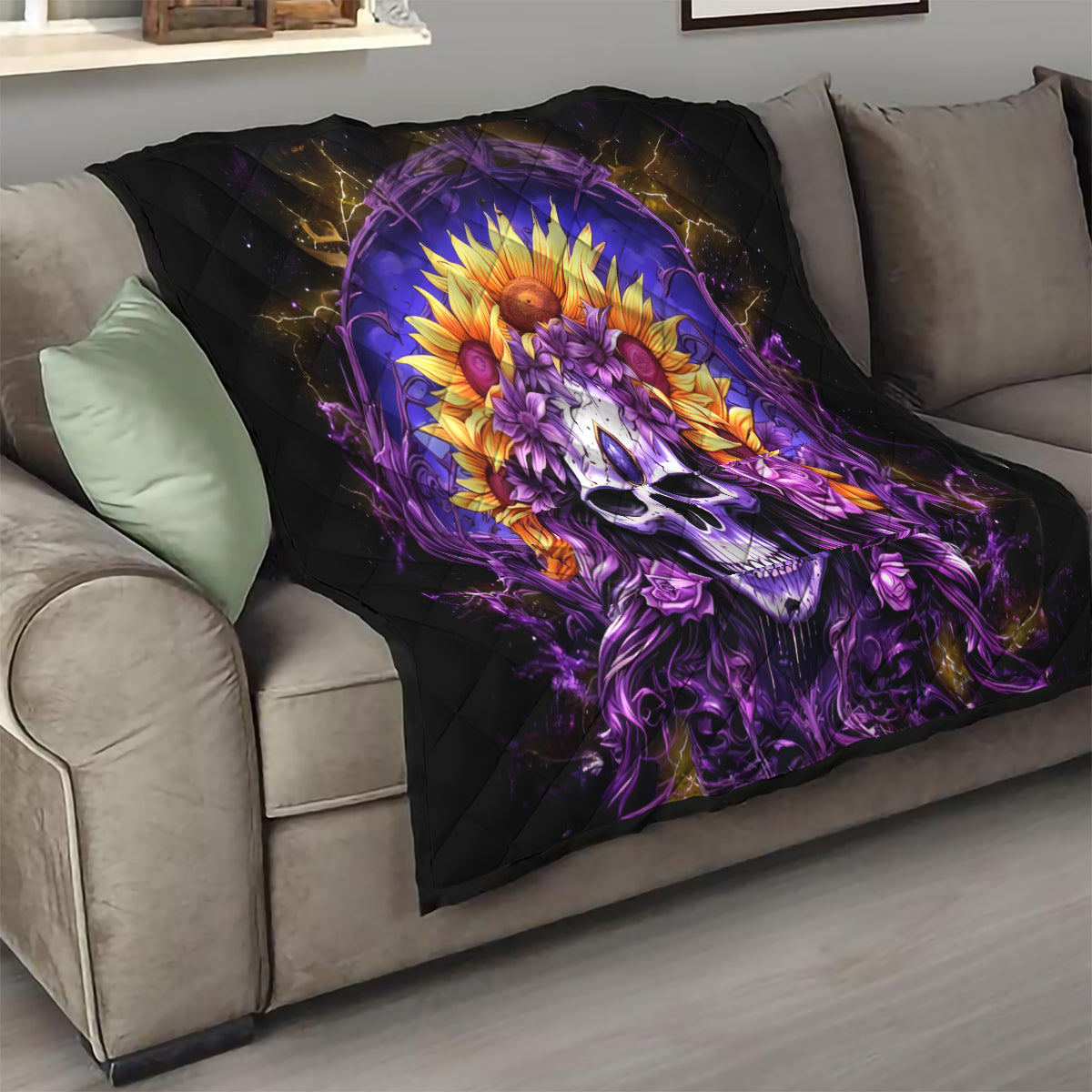 Sunflower Skull Quilt She Is Sunshine Mixed With A Little Hurricane - Wonder Print Shop