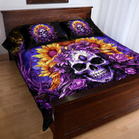 Sunflower Skull Quilt Bed Set She Is Sunshine Mixed With A Little Hurricane - Wonder Print Shop