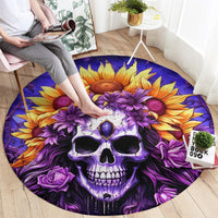 Sunflower Skull Round Carpet She Is Sunshine Mixed With A Little Hurricane
