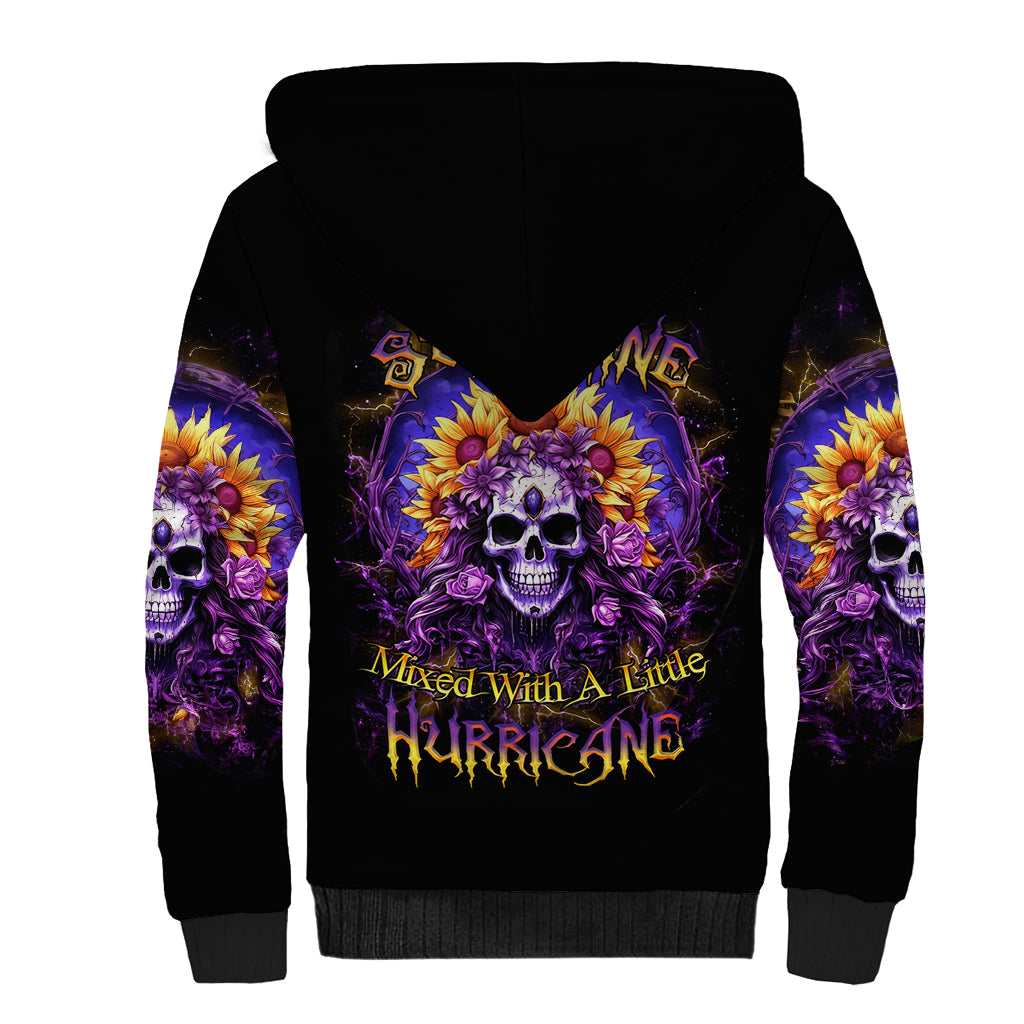 Sunflower Skull Sherpa Hoodie She Is Sunshine Mixed With A Little Hurricane - Wonder Print Shop