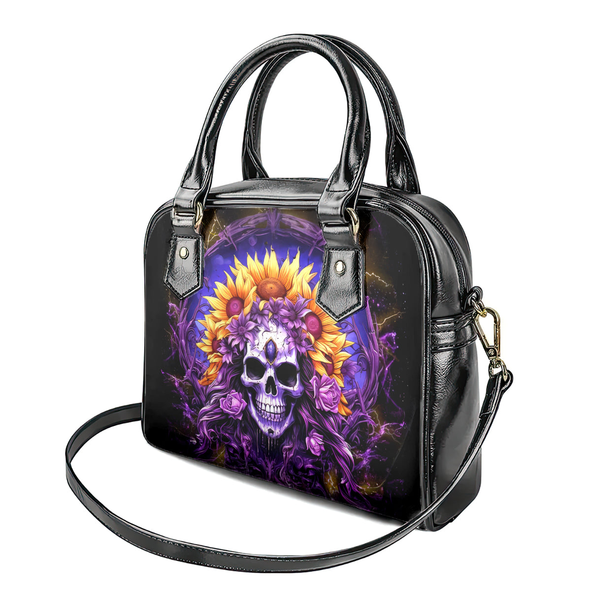 Sunflower Skull Shoulder Handbag She Is Sunshine Mixed With A Little Hurricane