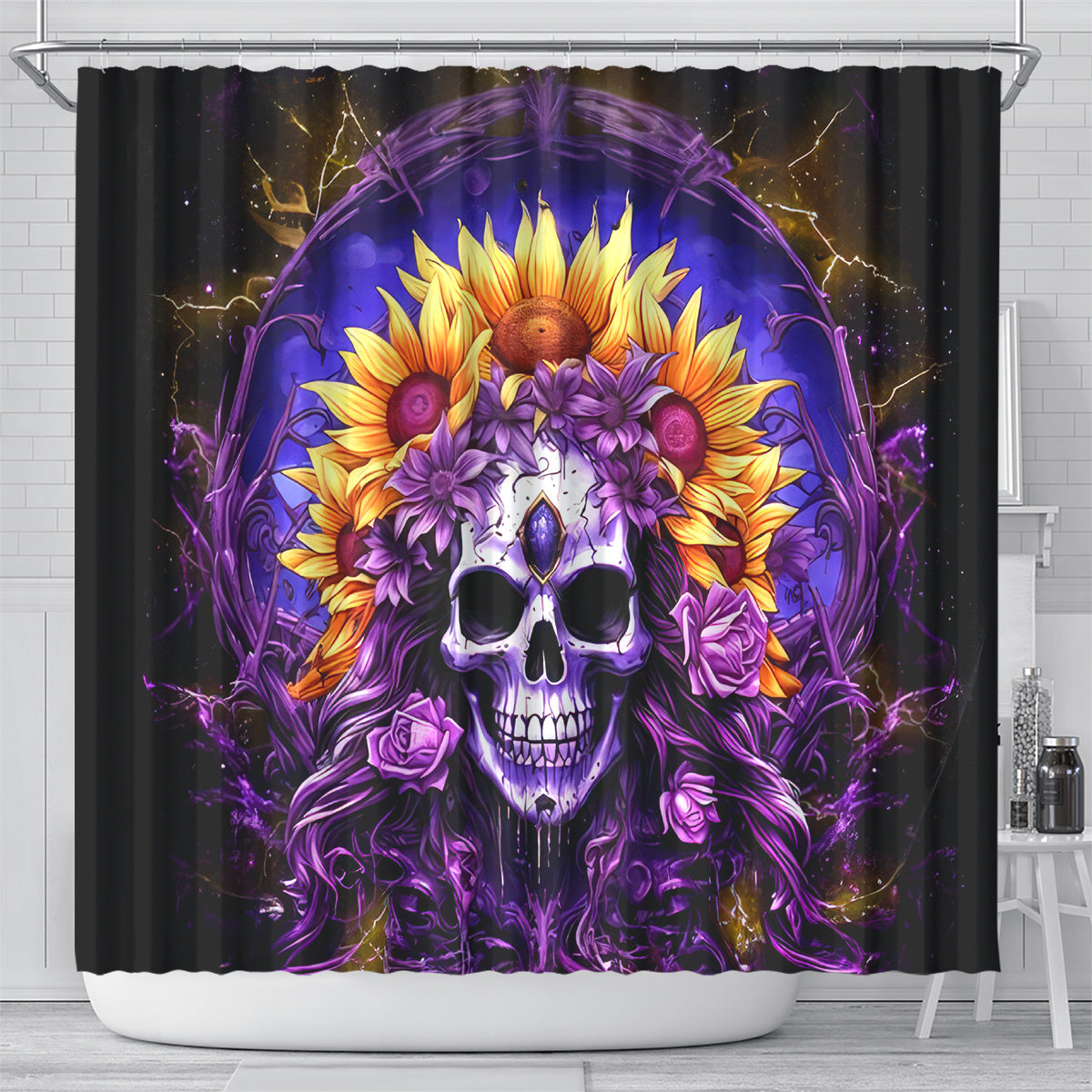 Sunflower Skull Shower Curtain She Is Sunshine Mixed With A Little Hurricane