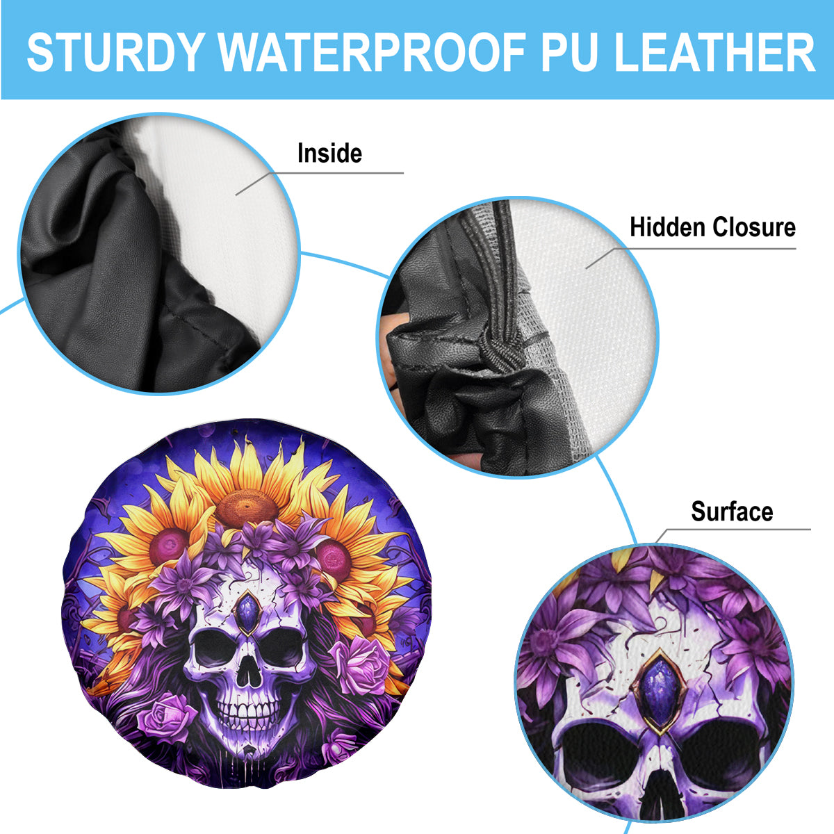 Sunflower Skull Spare Tire Cover She Is Sunshine Mixed With A Little Hurricane - Wonder Print Shop