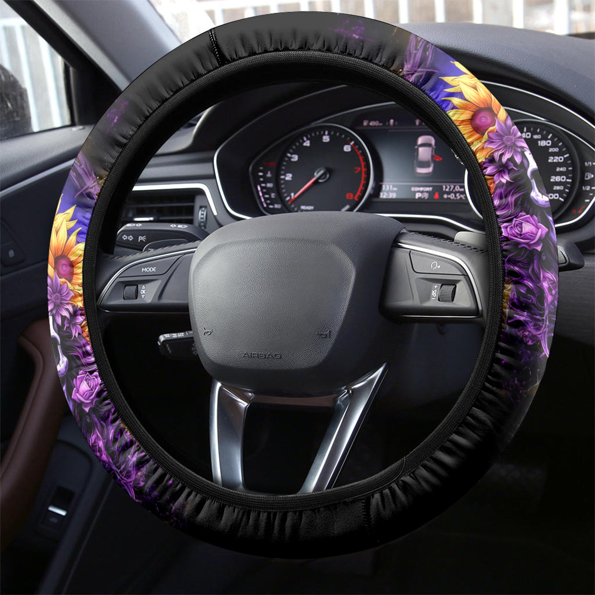 Sunflower Skull Steering Wheel Cover She Is Sunshine Mixed With A Little Hurricane - Wonder Print Shop