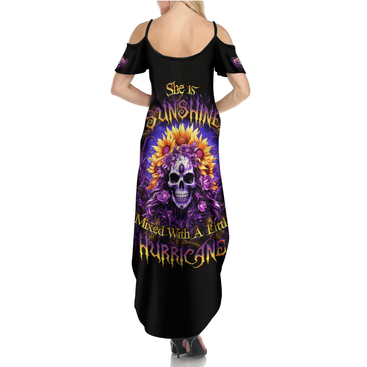Sunflower Skull Summer Maxi Dress She Is Sunshine Mixed With A Little Hurricane - Wonder Print Shop