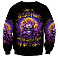 Sunflower Skull Sweatshirt She Is Sunshine Mixed With A Little Hurricane - Wonder Print Shop