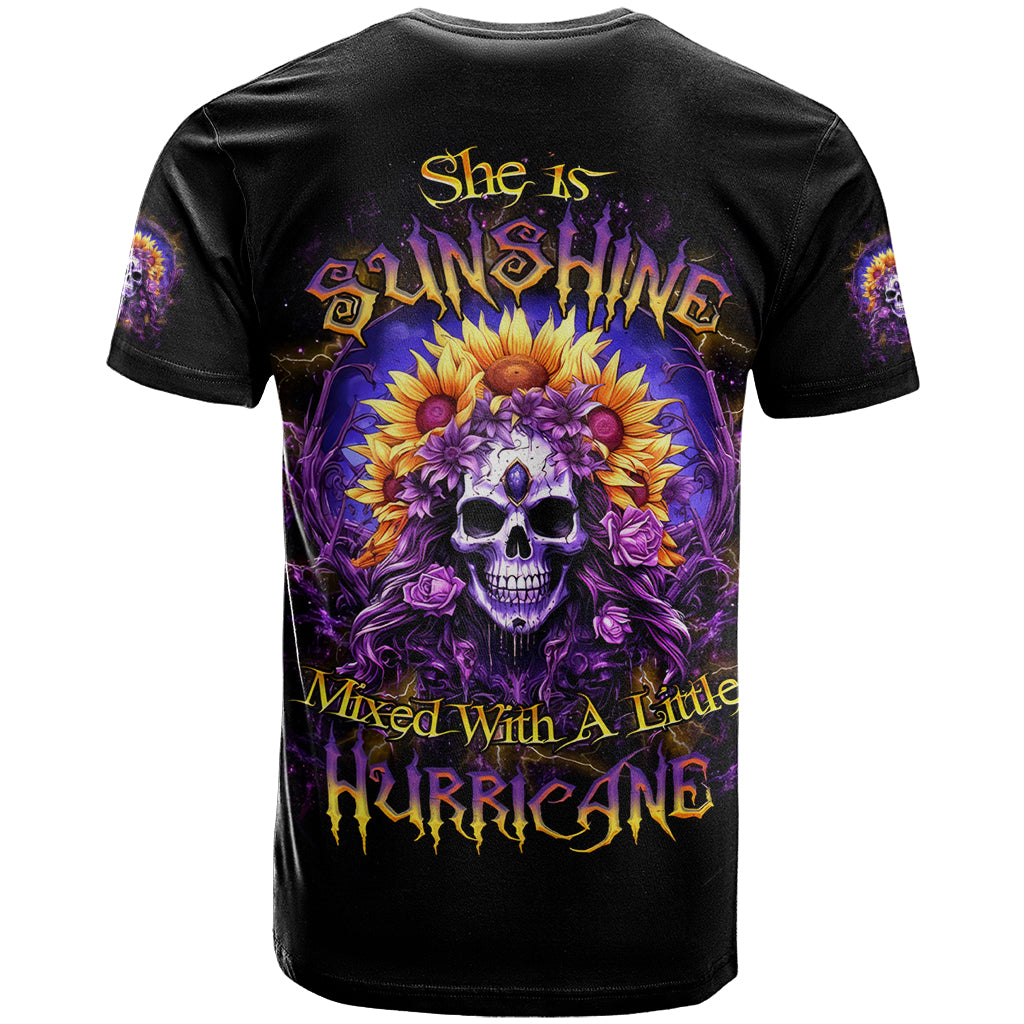 Sunflower Skull T Shirt She Is Sunshine Mixed With A Little Hurricane - Wonder Print Shop