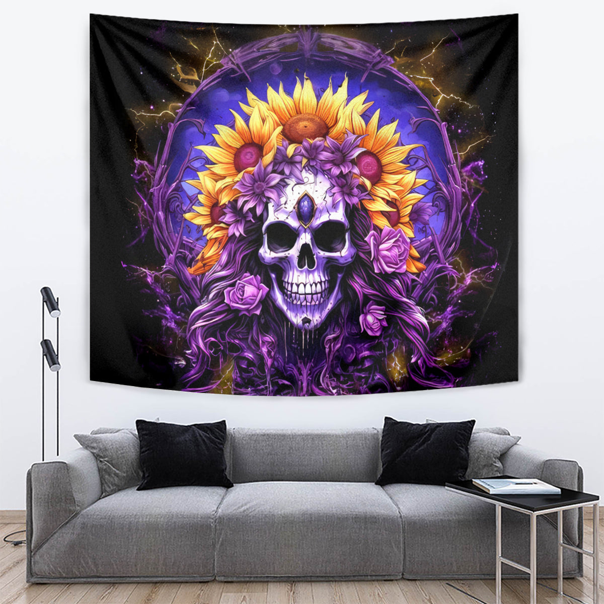Sunflower Skull Tapestry She Is Sunshine Mixed With A Little Hurricane - Wonder Print Shop