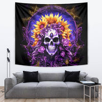 Sunflower Skull Tapestry She Is Sunshine Mixed With A Little Hurricane - Wonder Print Shop
