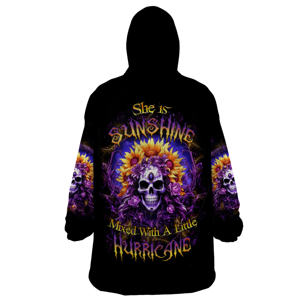 Sunflower Skull Wearable Blanket Hoodie She Is Sunshine Mixed With A Little Hurricane - Wonder Print Shop