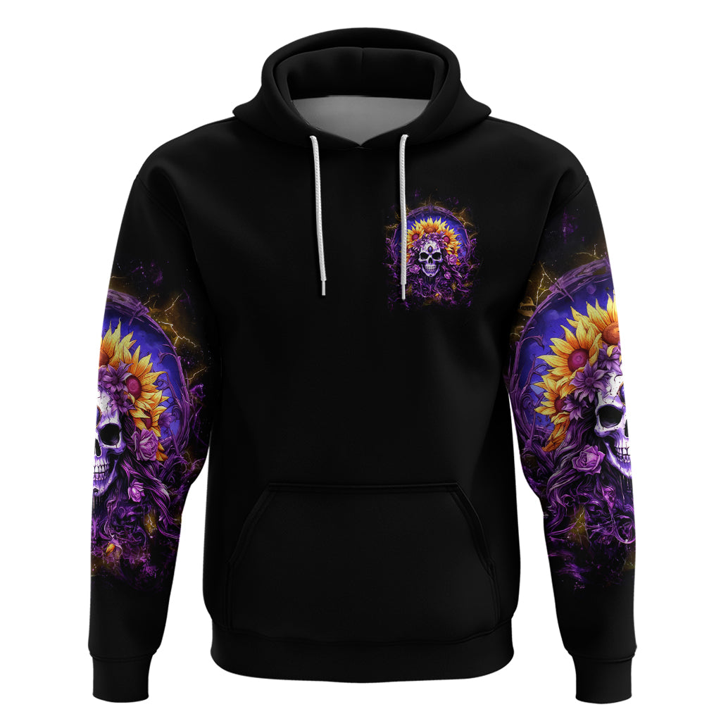 Sunflower Skull Zip Hoodie She Is Sunshine Mixed With A Little Hurricane - Wonder Print Shop