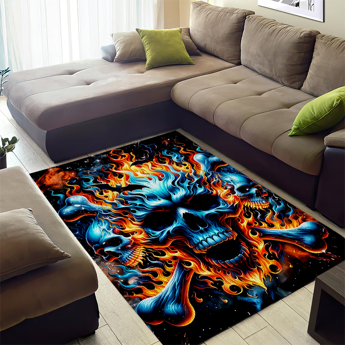 Flame Skull Area Rug When I Was Born The Devil Said Ohh Shit Competition - Wonder Print Shop