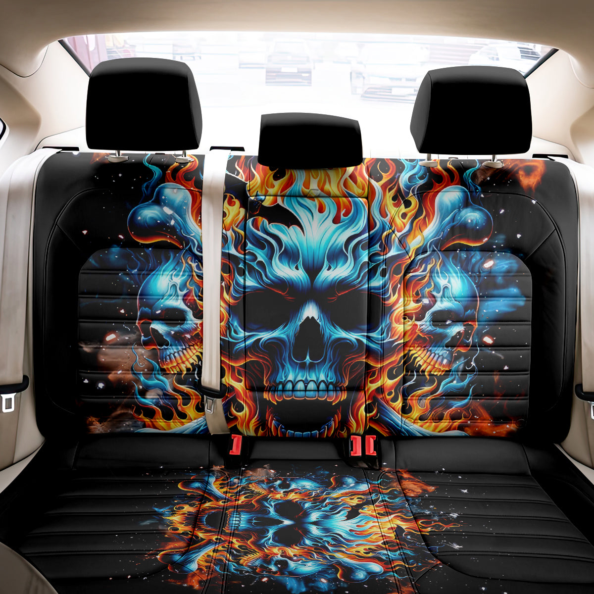 Flame Skull Back Car Seat Cover When I Was Born The Devil Said Ohh Shit Competition - Wonder Print Shop