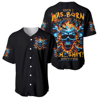 Flame Skull Baseball Jersey When I Was Born The Devil Said Ohh Shit Competition - Wonder Print Shop