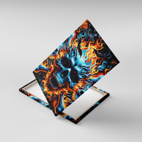 Flame Skull Canvas Wall Art When I Was Born The Devil Said Ohh Shit Competition - Wonder Print Shop